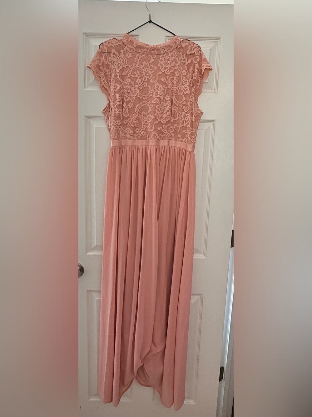 Women's Lace Top Maxi dress– Blush Pink